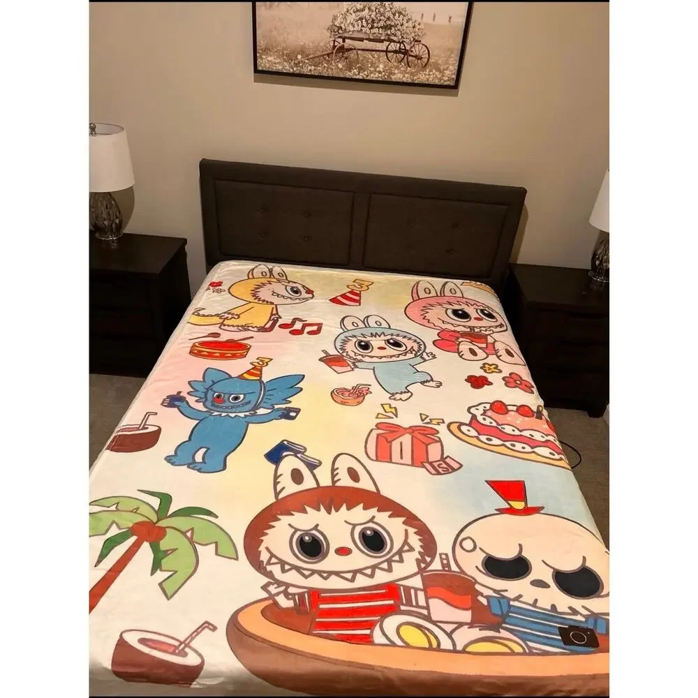 Labu buCute Cartoon Plush Throw Blanket, 60” x 78” Soft Fluffy Warm Cozy Fleece